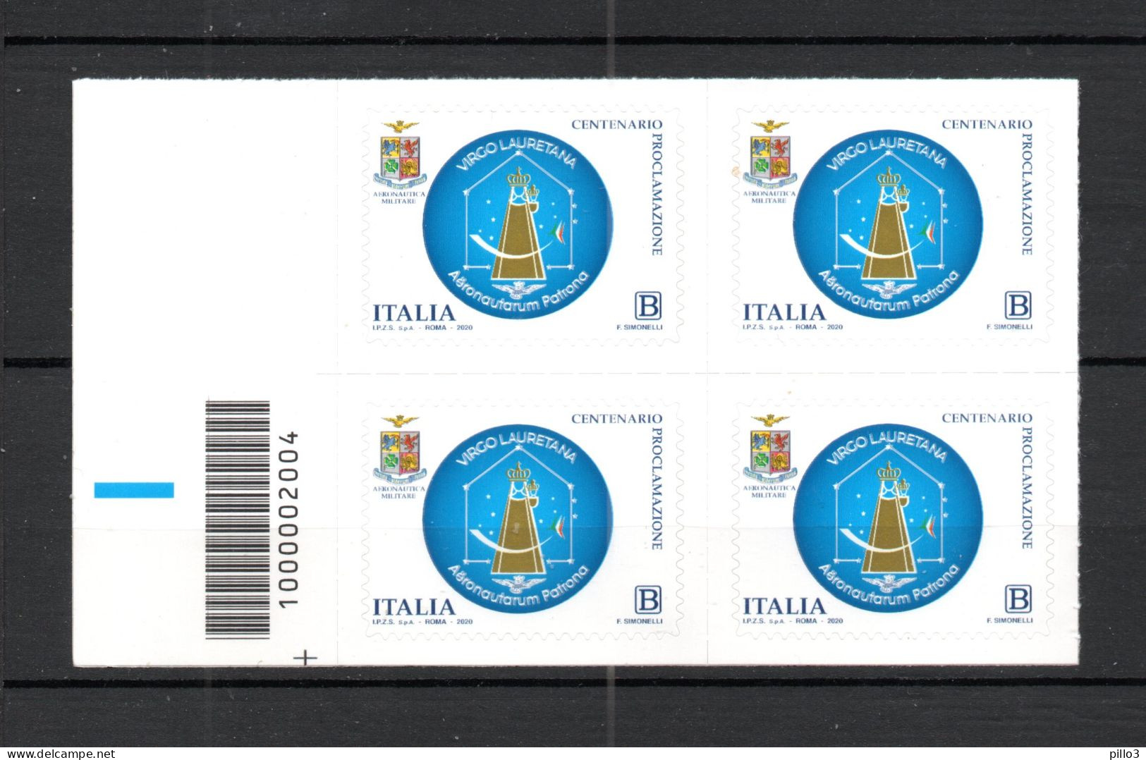 ITALIA : C/Barre 2004  MADONNA  LAURETANA  - Quartina Inf.sinistra  MNH**  -  11.05.2020 - Code-barres