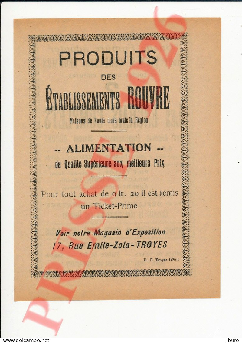 Publicité 1926 Produits Etablissement Rouvre Troyes + Engrais Anciens Ets Marcel Dupont à Saint-André 10 Aube 250/42 - Zonder Classificatie