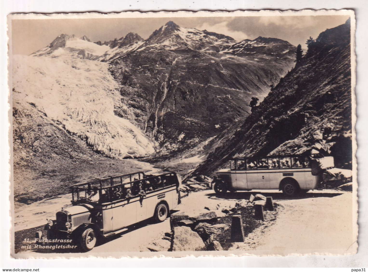 Furkastrasse Mit Rhonegletscher  - Furkastrasse Avec Le Glacier Du Rhône  - Autobus - Sonstige & Ohne Zuordnung