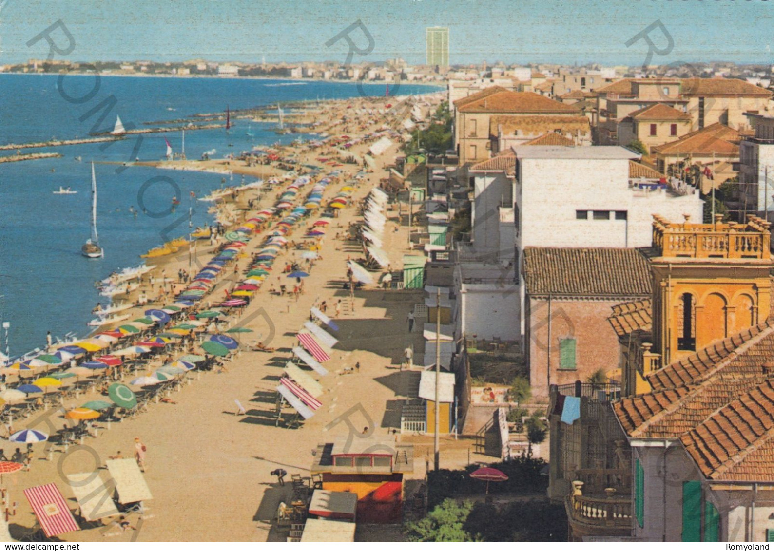 CARTOLINA  C6 VISERBA,RIMINI,EMILIA ROMAGNA-PANORAMA DELLA SPIAGGIA-MARE,VACANZA,BARCHE,BELLA ITALIA,VIAGGIATA 1964 - Rimini