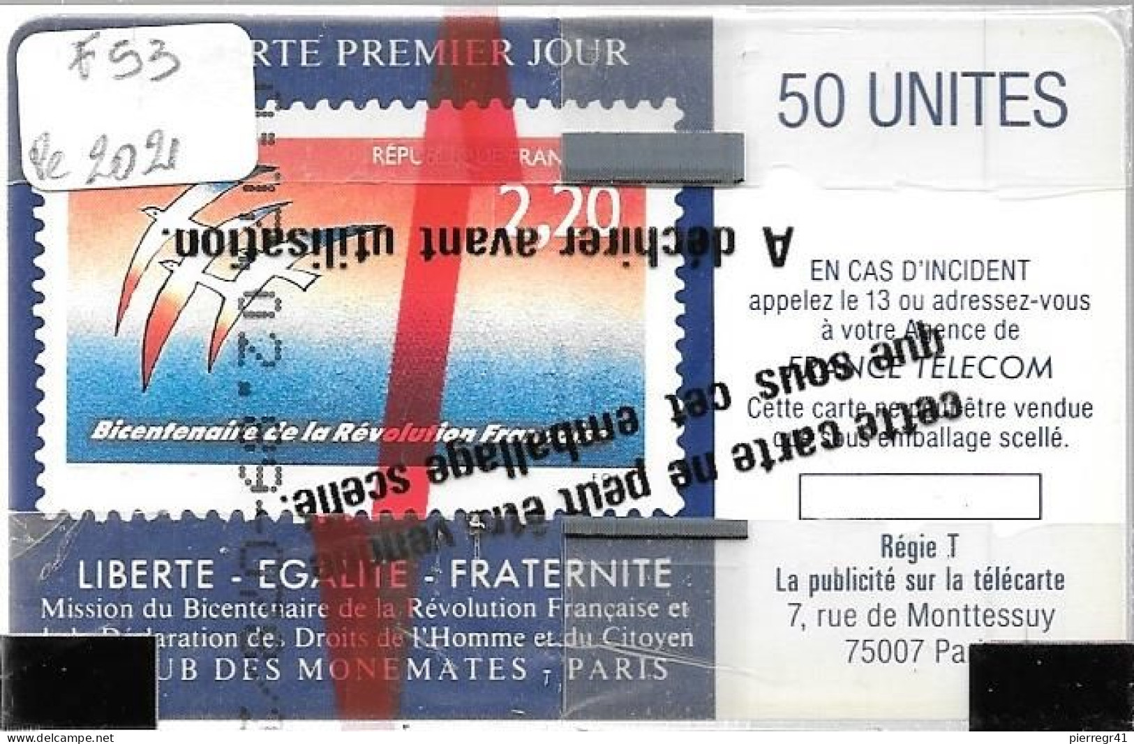 CARTE-PUBLIC-01/89-SO2-50U-FOLON-OISEAUX Du BICENTENAIRE-V° 4 Pe 2021-NSB-TBE - 1989