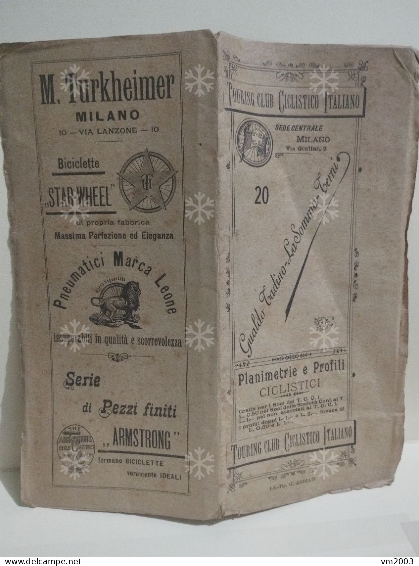 Touring Club Ciclistico Italiano Mappa GUALDO TADINO-LA SOMMA-TERNI Valle Del Topino E Tissino 1897. 140x21,5 Cm - Topographical Maps