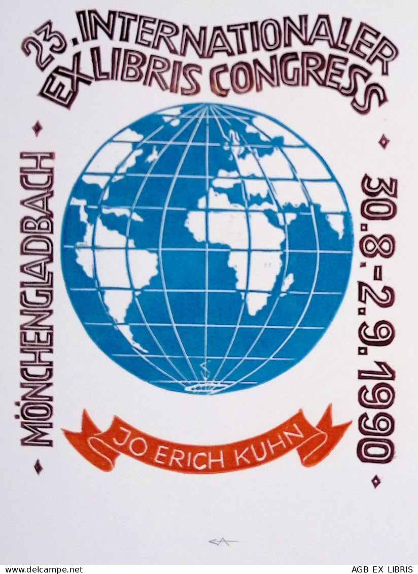 EX LIBRIS ERICH AULITZKY Per JO ERICH KUHN L27bis-F02 EXLIBRIS Opus 152 23° INTERNATIONALER CONGRESS MONCHENGLADBACH - Ex Libris