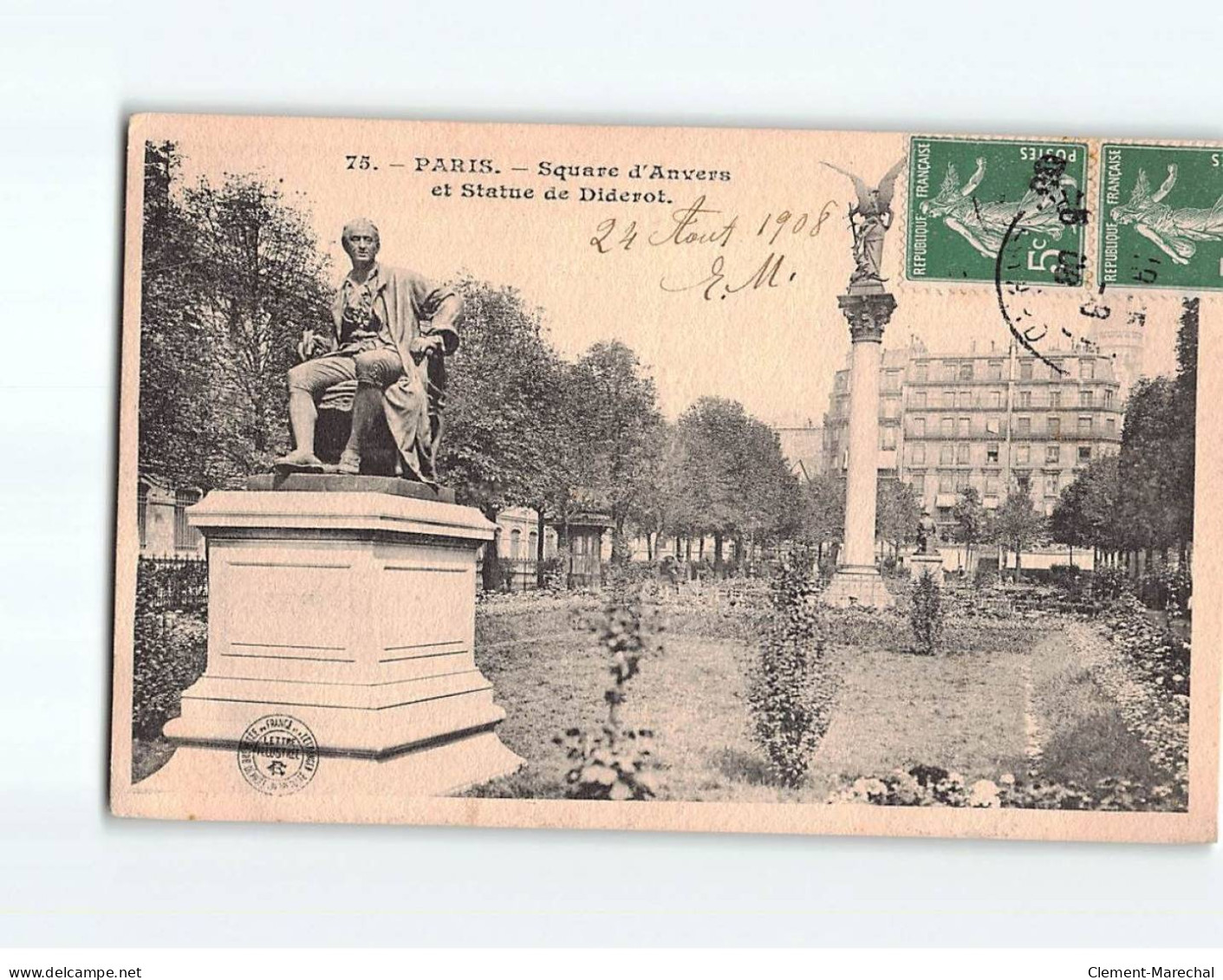 PARIS : Square D'Anvers Et Statue De Diderot - Très Bon état - Plazas