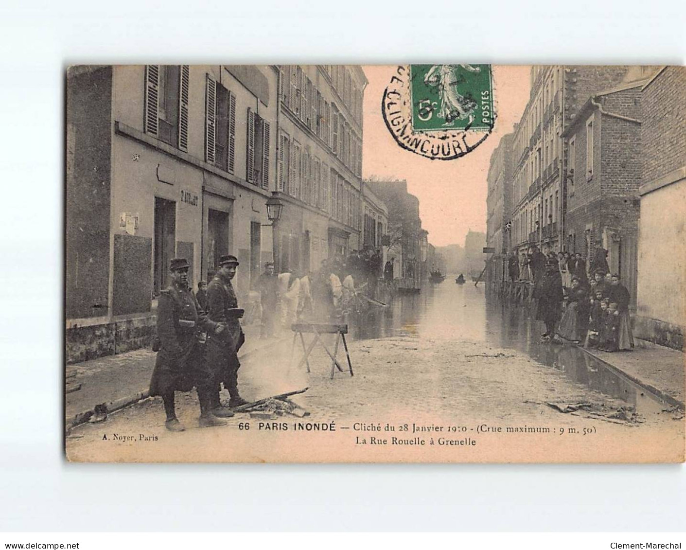 PARIS : Inondations 1910, Cliché De La Rue Rouelle à Grenelle - état - Inondations De 1910
