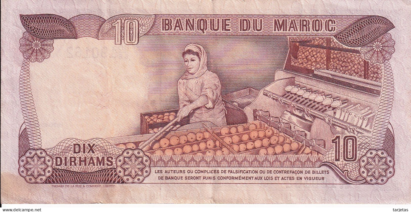 BILLETE DE MARRUECOS DE 10 DIRHAMS DEL AÑO 1970 (BANKNOTE) - Maroc