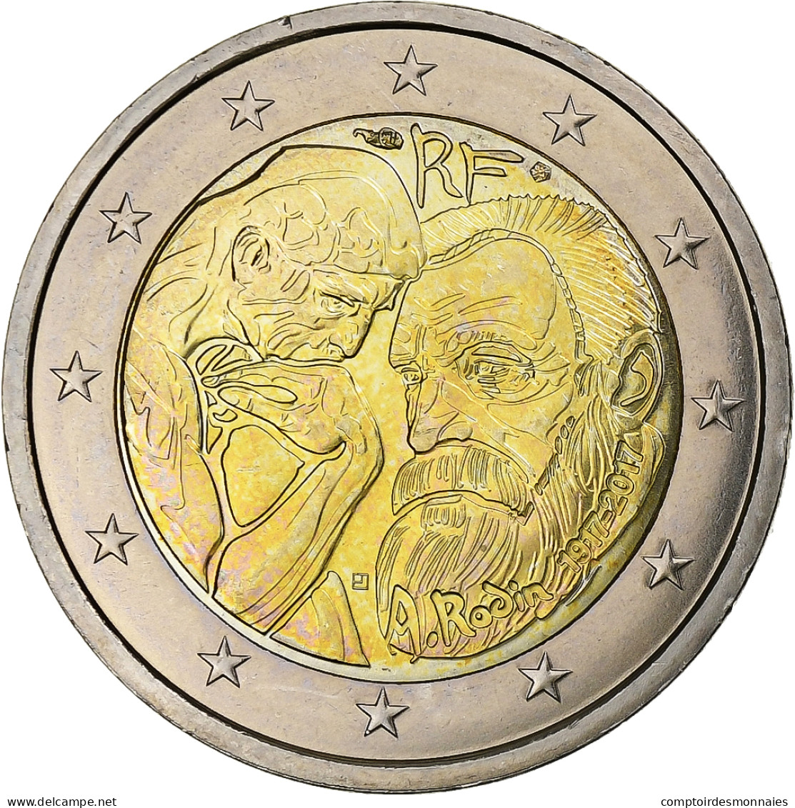 France, 2 Euro, Auguste Rodin, 2017, Paris, SUP, Bimétallique, Gadoury:25 - France