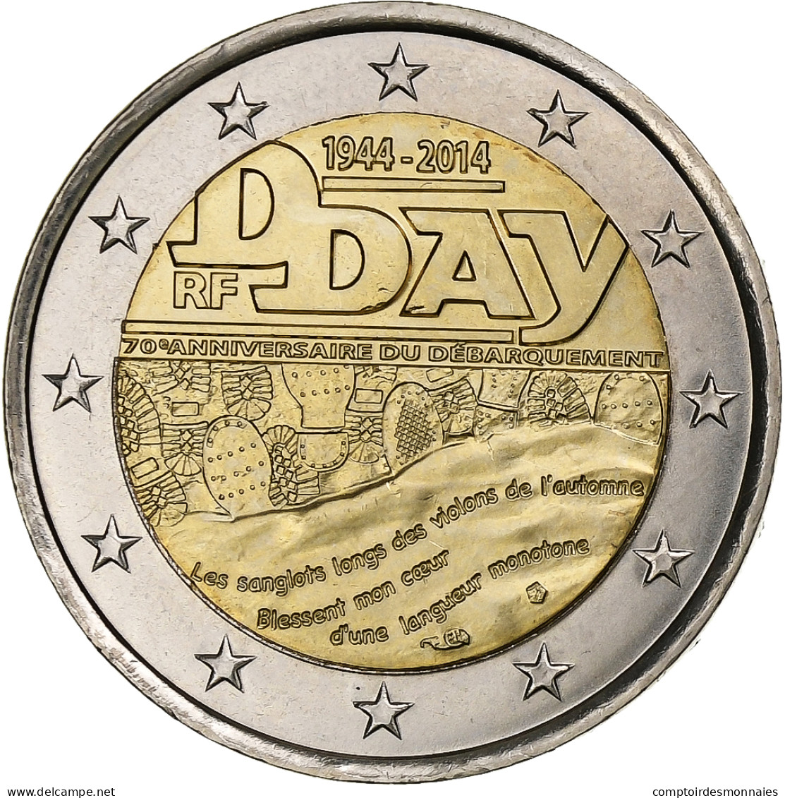 France, 2 Euro, D-Day, 2014, KM 2174, SPL, Bimétallique, Gadoury:18 - Frankreich