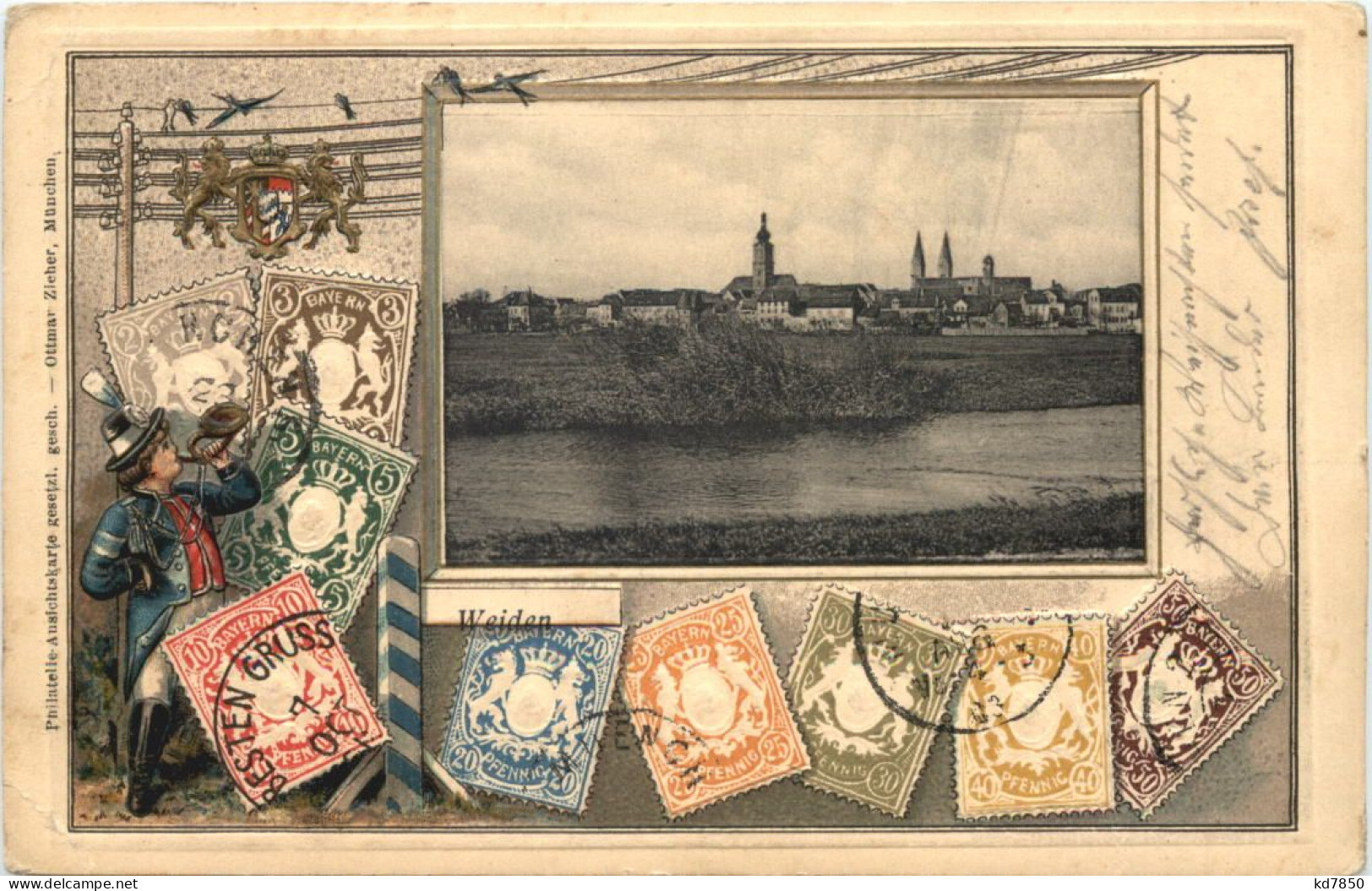 Weiden - Litho Briefmarken - Prägekarte - Weiden I. D. Oberpfalz