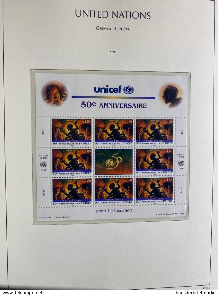 UNO Genf 1989-2013 Bogen Sammlung Postfrisch In Leuchtturm Klemmbinder - UNO