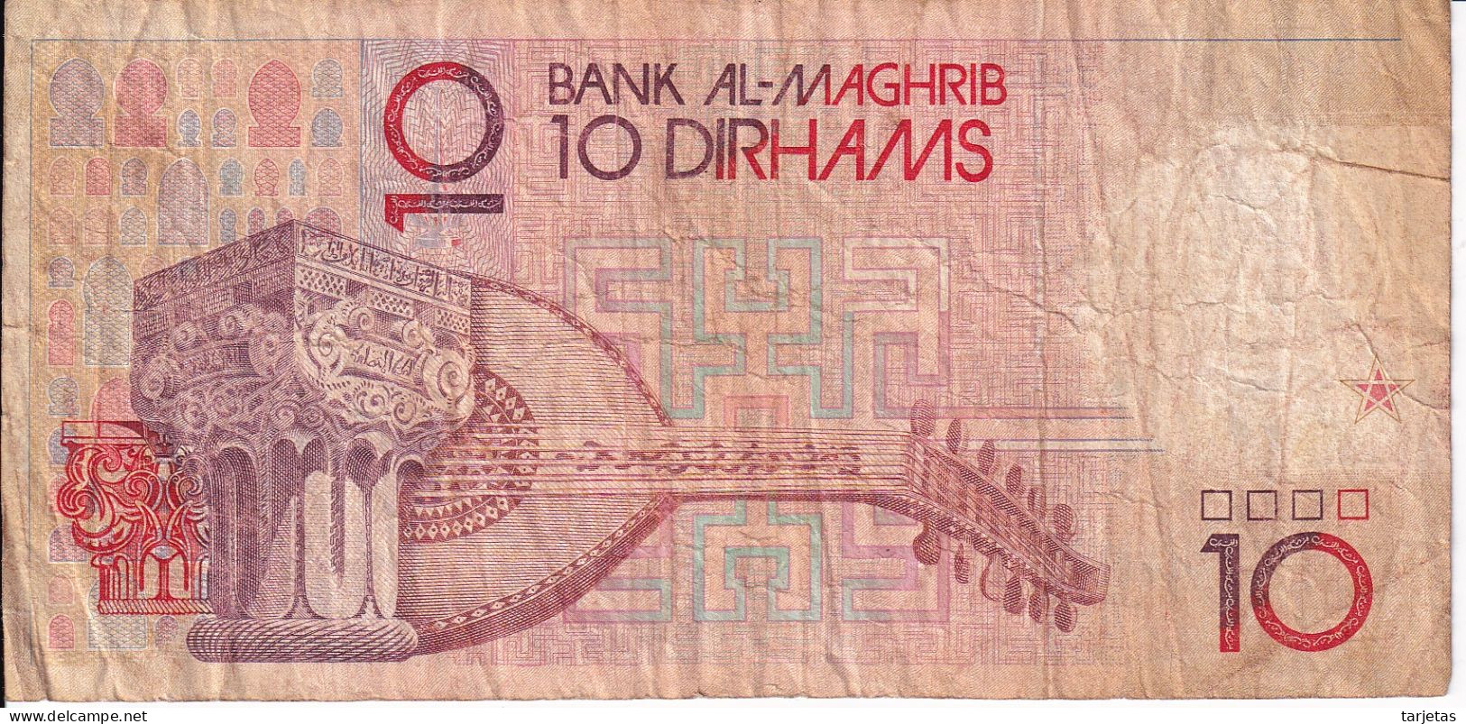 BILLETE DE MARRUECOS DE 10 DIRHAMS AÑO 1987 (BANKNOTE) - Marokko