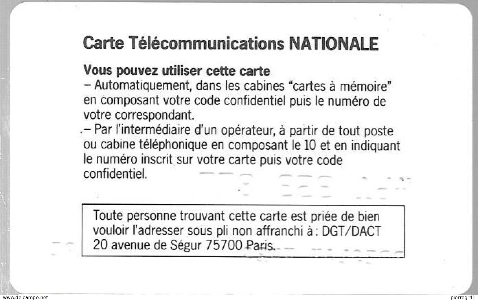 1-CARTE²° PUCE-BULL D-FT-NATIONALE-PYJAMA BLEU-V° Texte Noir Gras-75700 Paris-TBE/RARE -  Schede Di Tipo Pastel   