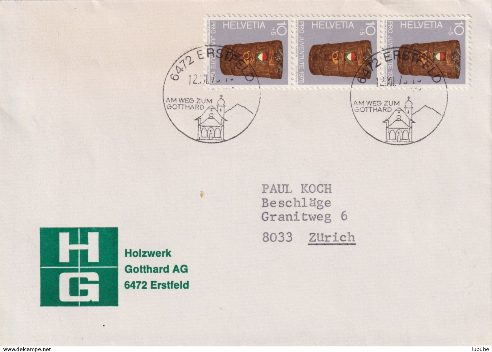 Motiv Brief  "Holzwerk Gotthard AG, Erstfeld"       1975 - Covers & Documents