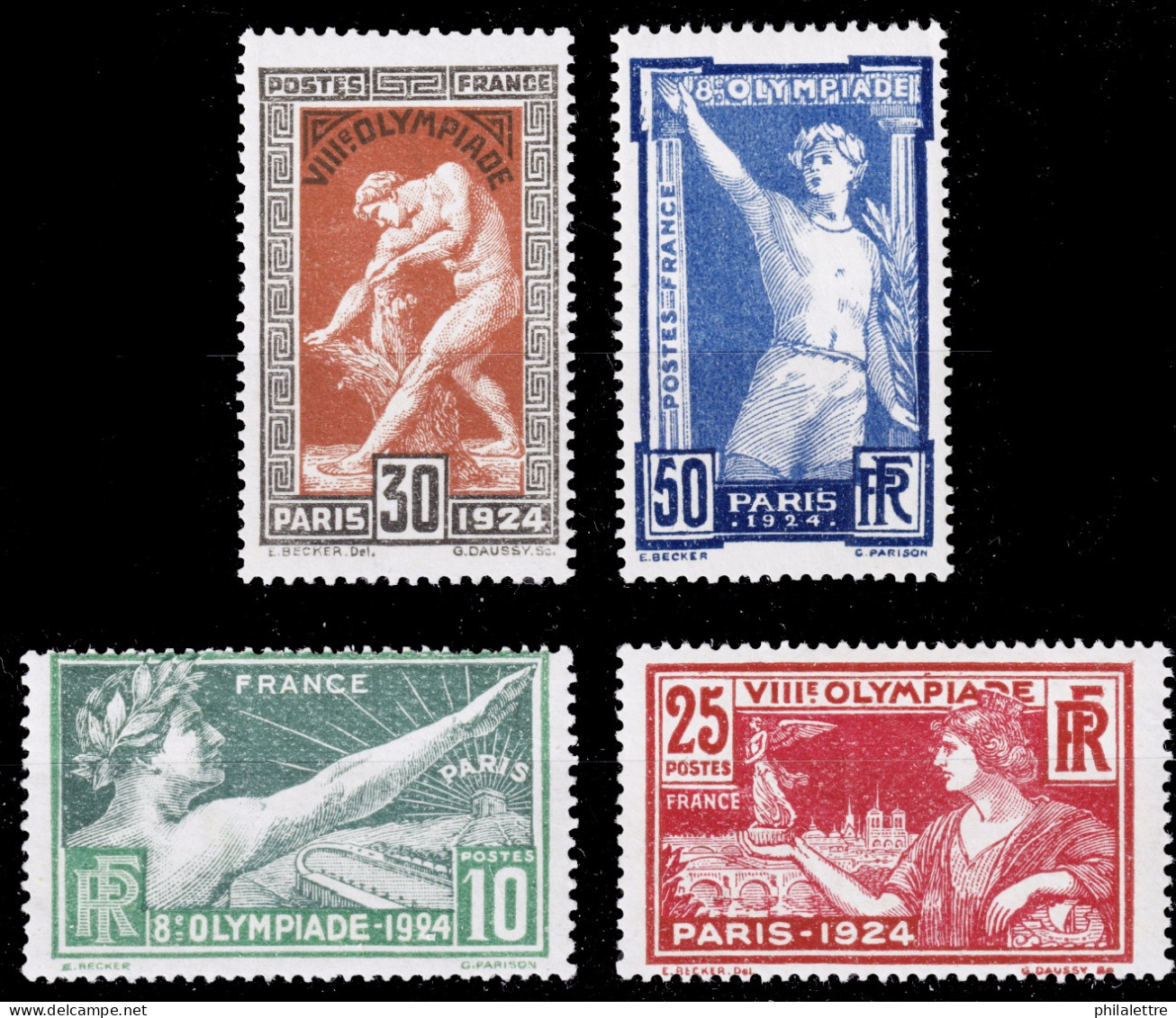 FRANCE - 1924 - Série Jeux Olympiques De Paris - Yv.183/6 TB Neuf** (légères Marbrures Sur La Gomme Du 50c) (c.175€) - Unused Stamps