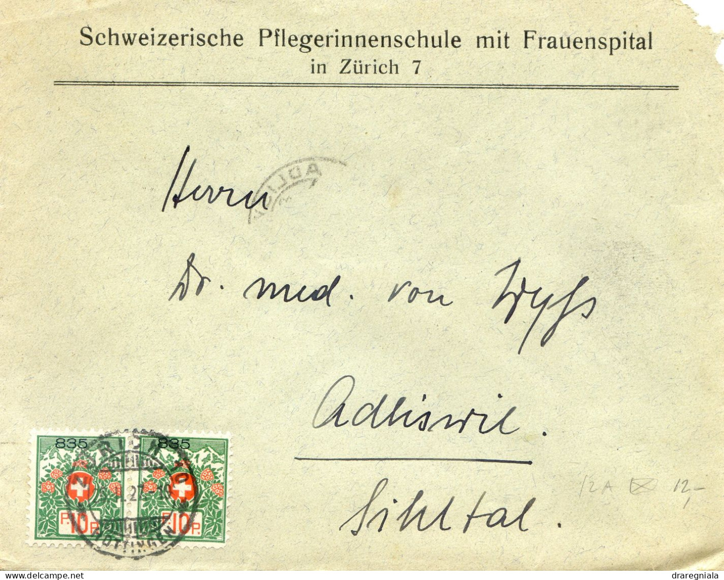 Schweizerische Pflegerinnenschule Mit Frauenspital In Zurich 7 - Timbre De Franchise N°12A - Postage Due