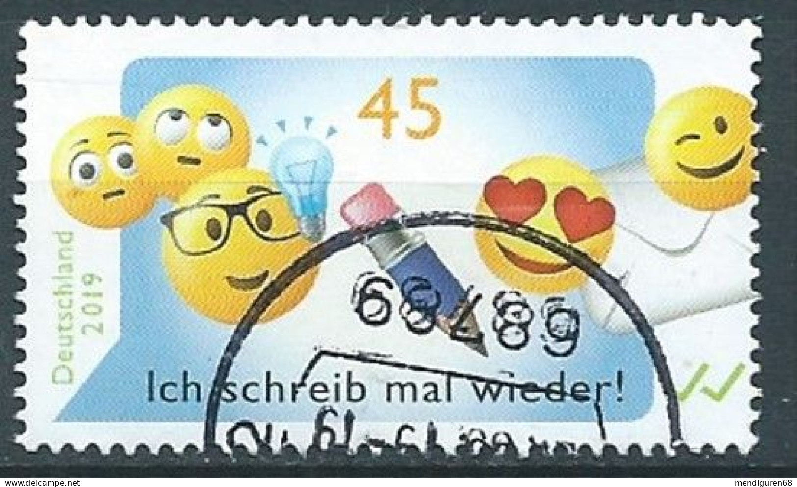 ALLEMAGNE ALEMANIA GERMANY DEUTSCHLAND BUND 2019 EMOJIS : I SHALL WRITE AGAIN! USED MI 3458 YT 3234 SN 3092 SG 4249 - Gebraucht