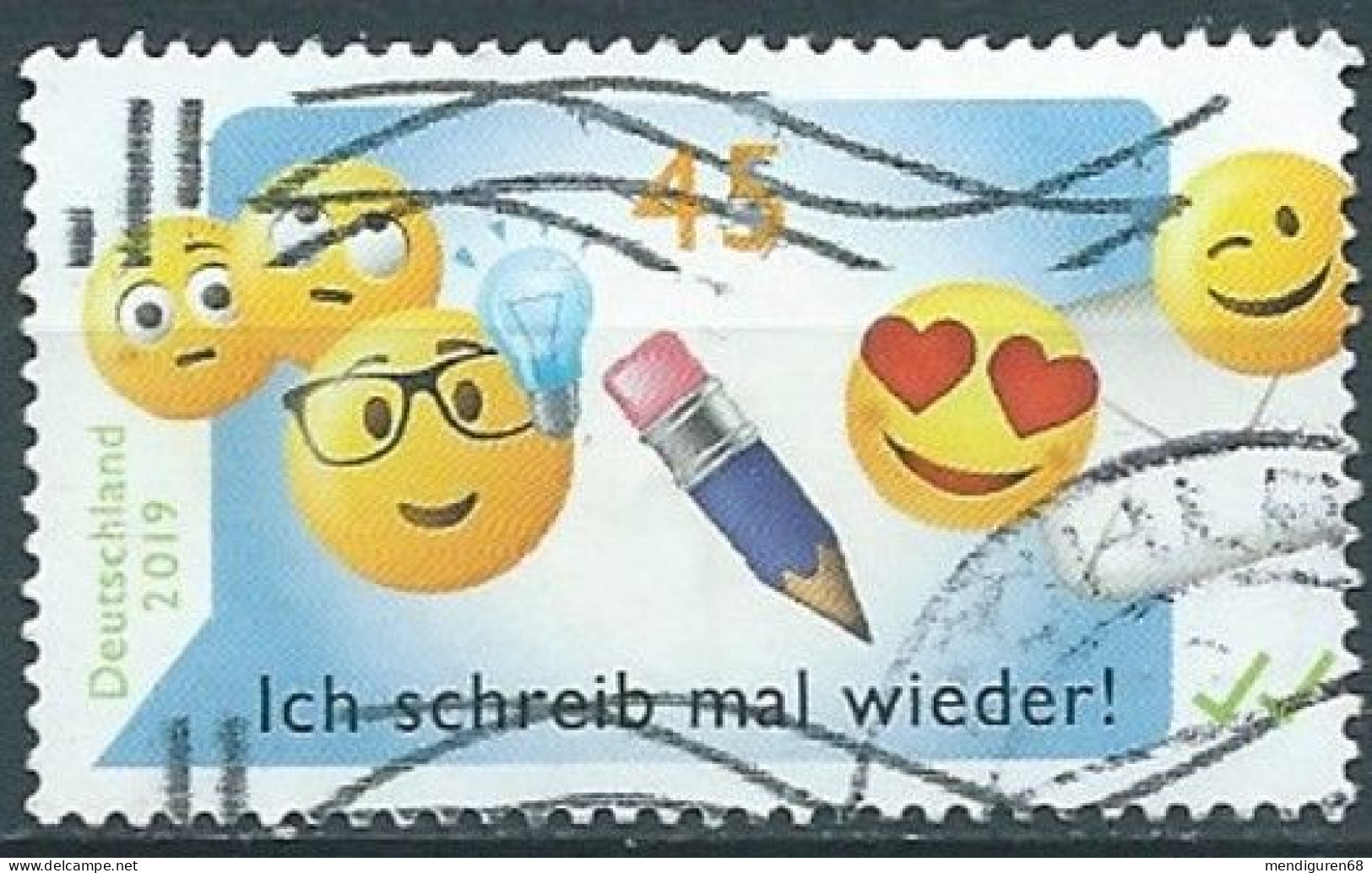 ALLEMAGNE ALEMANIA GERMANY DEUTSCHLAND BUND 2019 EMOJIS : I SHALL WRITE AGAIN! USED MI 3458 YT 3234 SN 3092 SG 4249 - Gebraucht