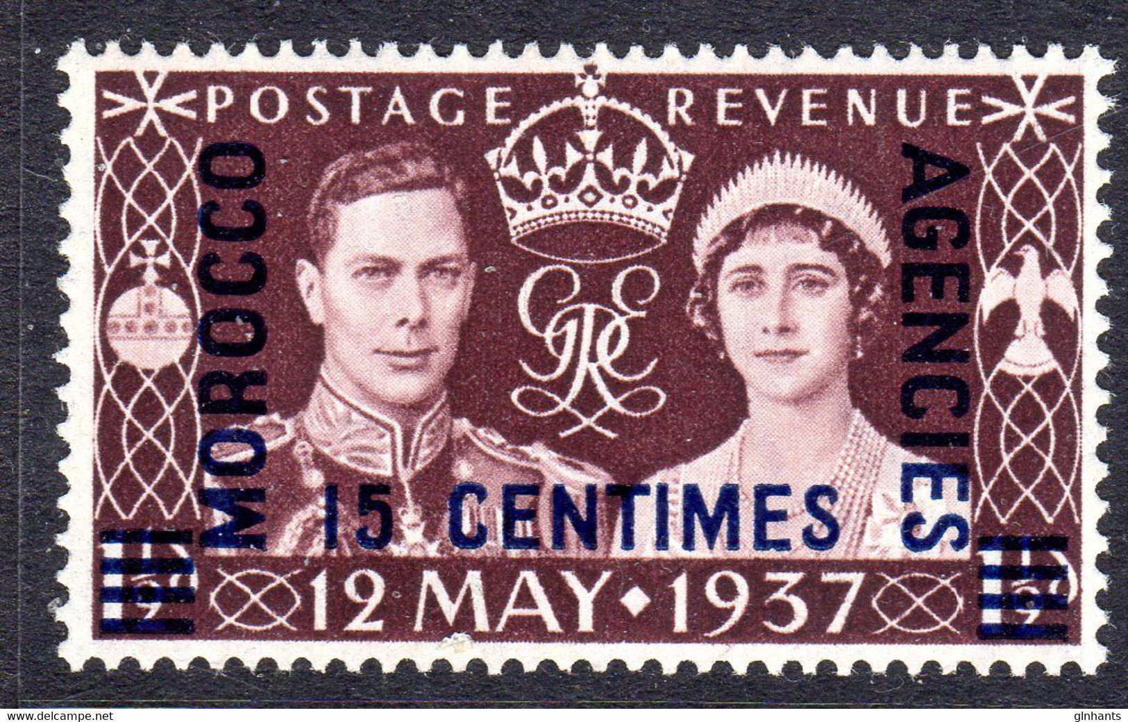 GREAT BRITAIN MOROCCO AGENCIES FRENCH CURRENCY - 1937 CORONATION 15c ON 1½d STAMP FINE MNH ** SG 229 - Postämter In Marokko/Tanger (...-1958)