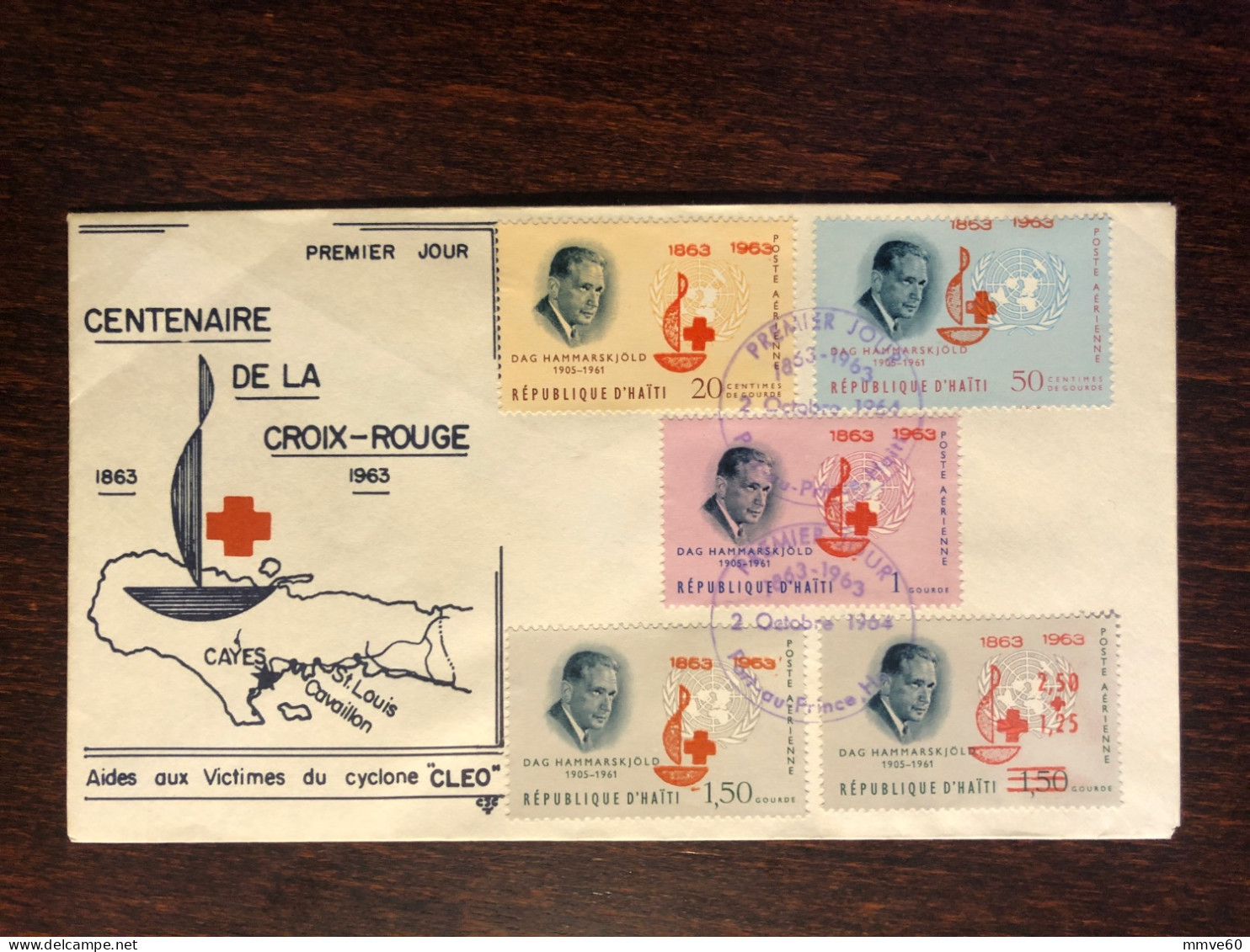 HAITI FDC COVER OVERPRINTED STAMPS 1964 YEAR RED CROSS HEALTH MEDICINE STAMPS - Haití