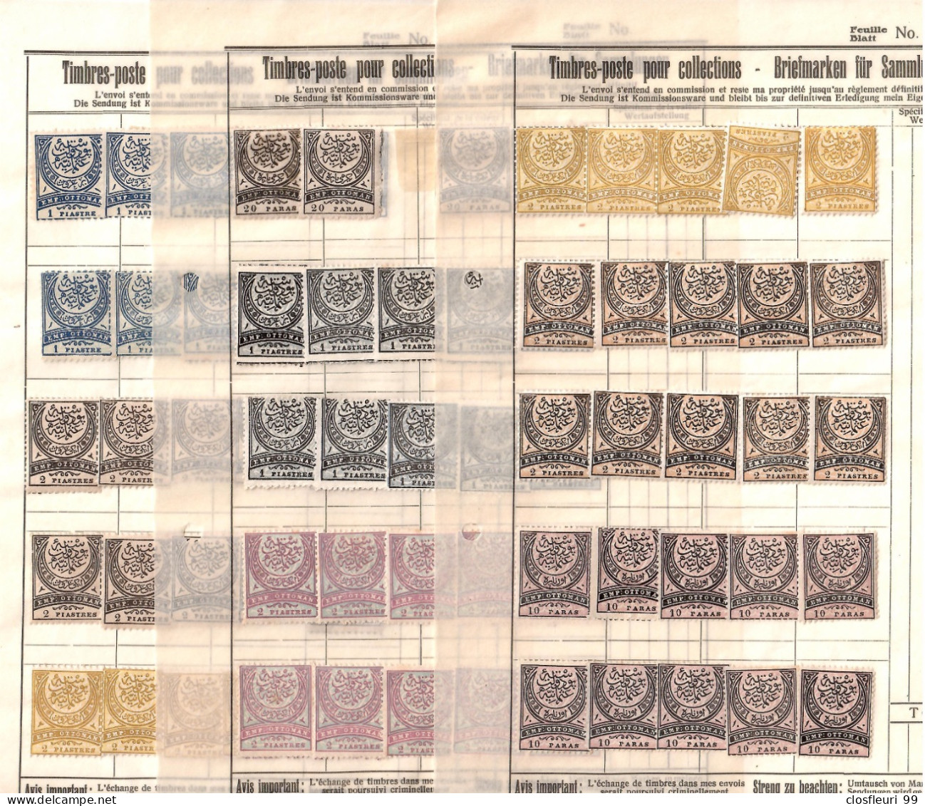 Plus De 30 Feuilles De Timbres De L'empire Ottoman En Paras & Piastres / Variétés - Ungebraucht