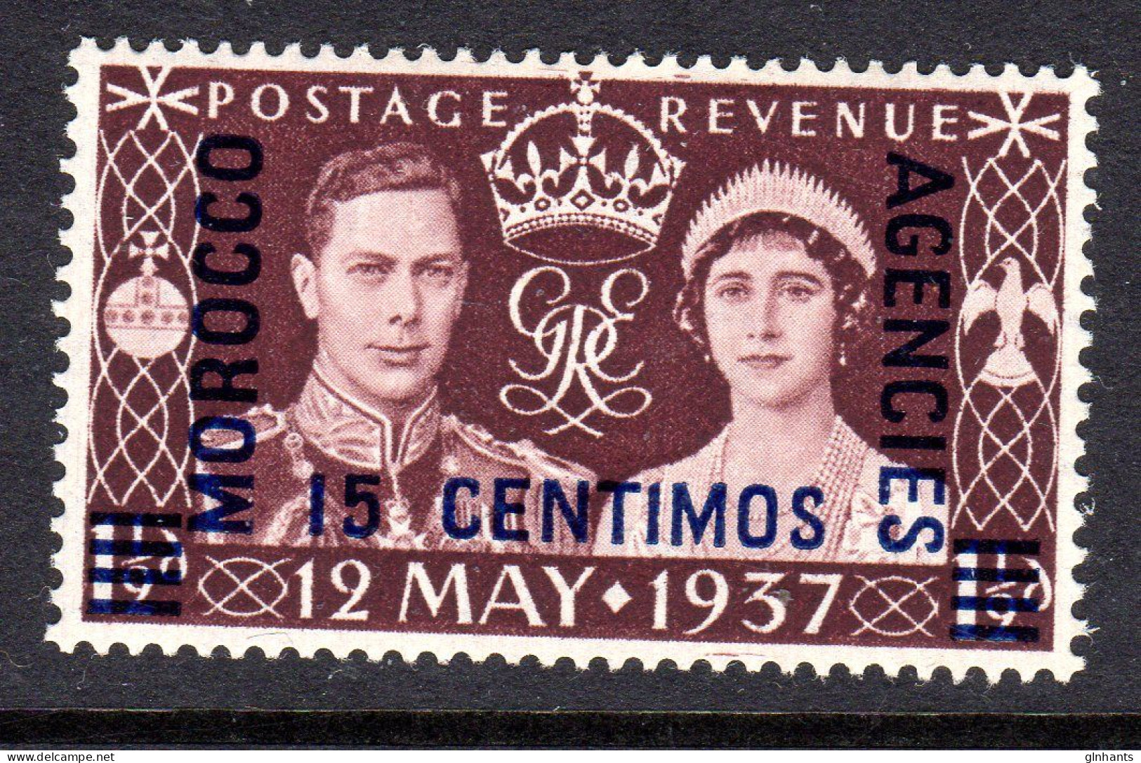 MOROCCO AGENCIES SPANISH - 1937 KING GEORGE VI CORONATION STAMP FINE MNH ** SG 164 - Morocco Agencies / Tangier (...-1958)