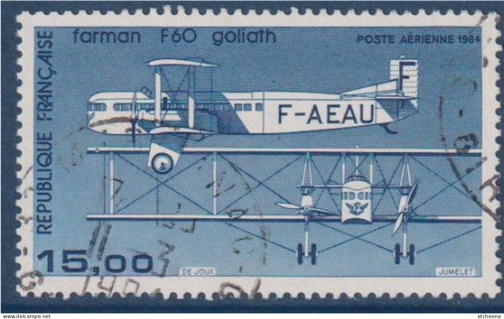 Avion Bimoteur Farman F 60 Goliath 15f N°PA57B Oblitéré - 1960-.... Mint/hinged