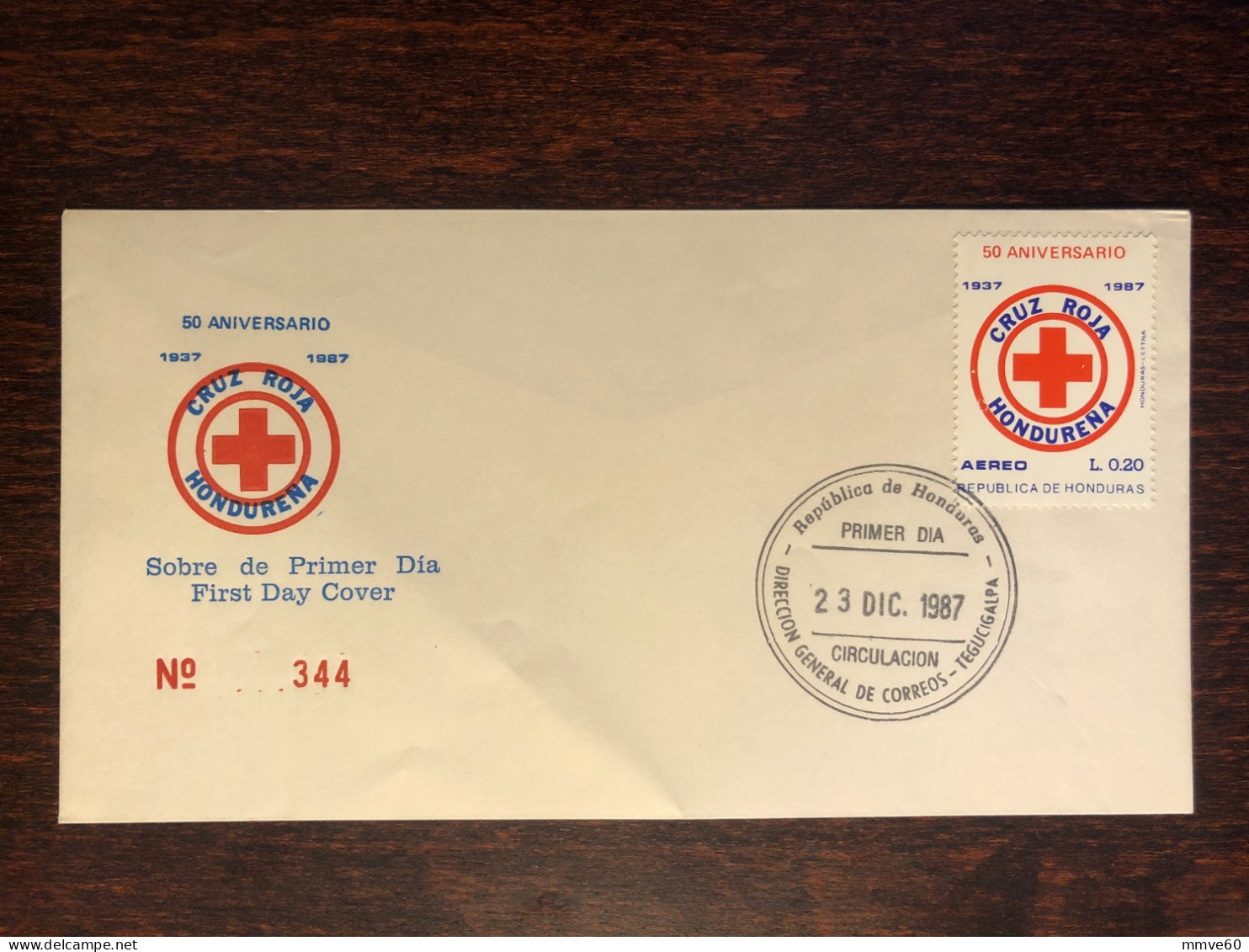 HONDURAS FDC COVER 1987 YEAR RED CROSS HEALTH MEDICINE STAMPS - Honduras