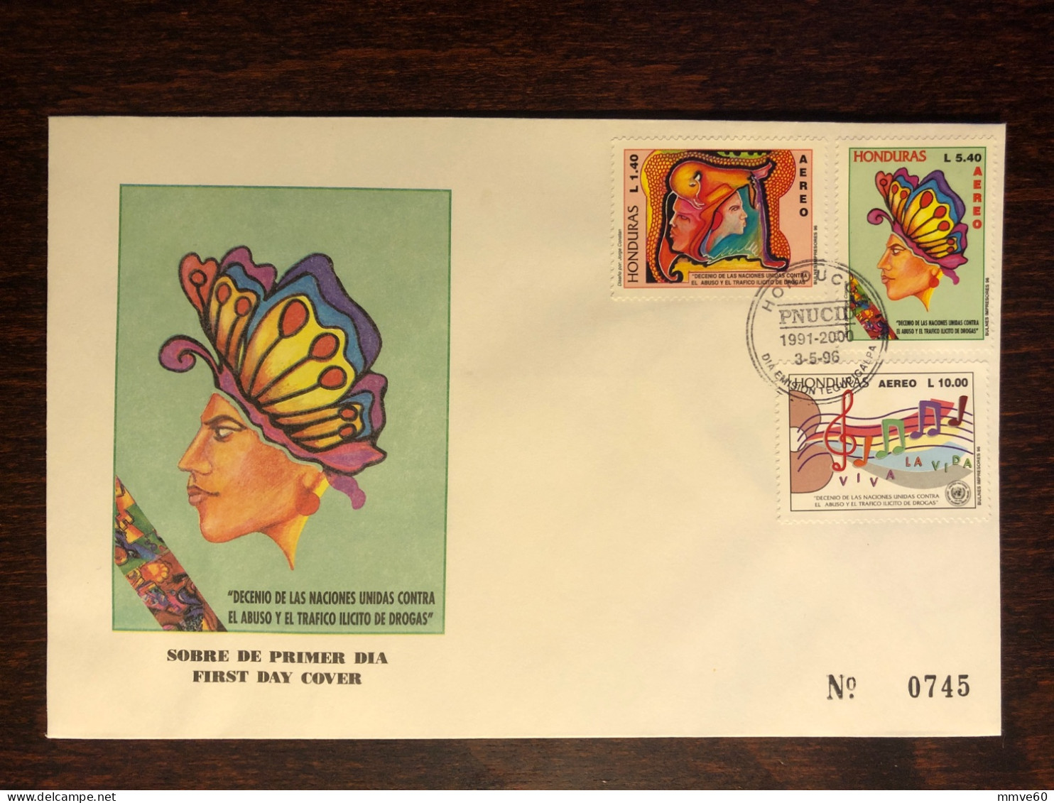 HONDURAS FDC COVER 1996 YEAR DRUGS NARCOTICS HEALTH MEDICINE STAMPS - Honduras