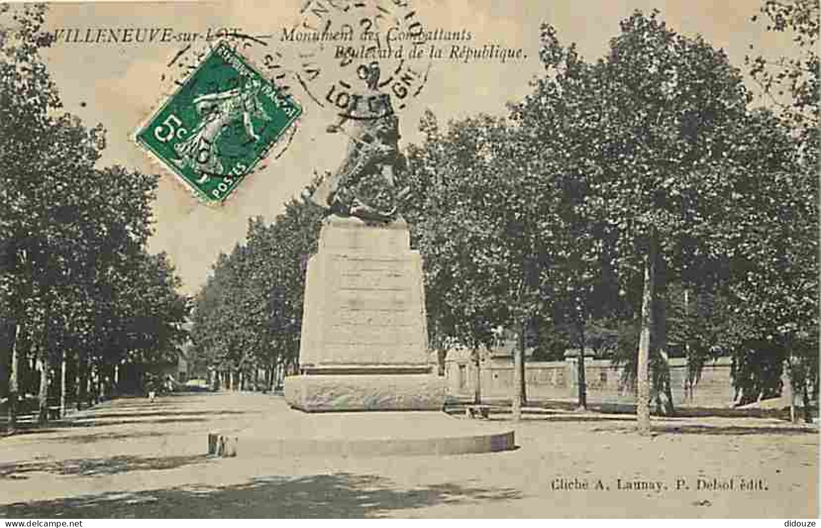 47 - Villeneuve Sur Lot - Monument Des Combattants - Boulevard De La République - Oblitération Ronde De 1908 - CPA - Voi - Villeneuve Sur Lot