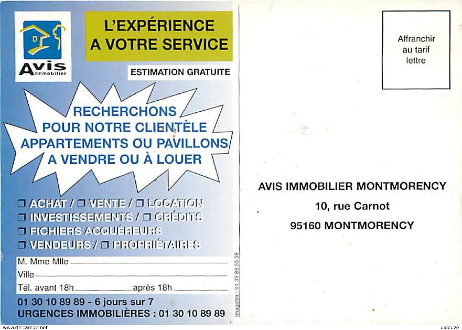 95 - Montmorency - Reproduction De CPA - Le Marché - Carte Publicitaire Avis Immobilier Montmorency - CPM - Voir Scans R - Montmorency