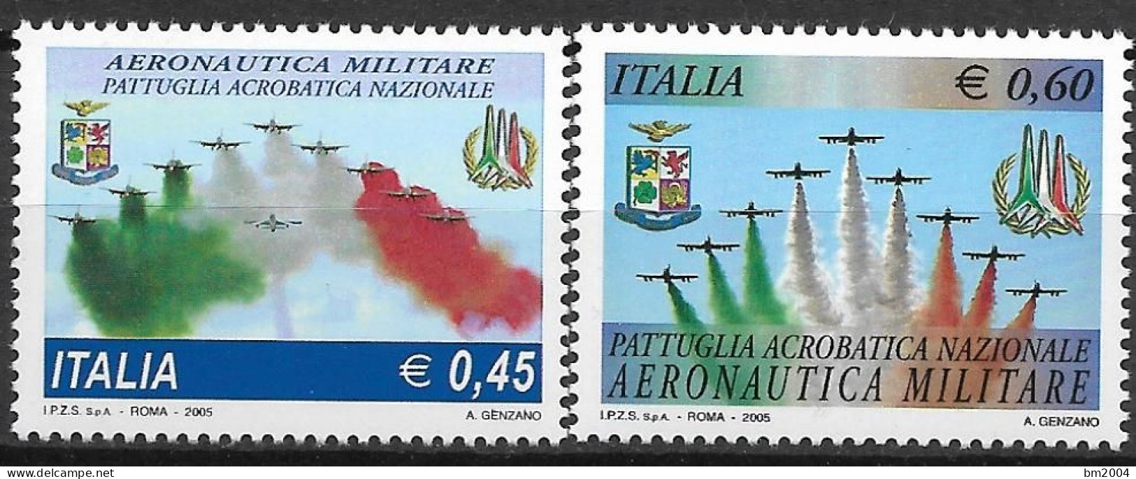 2005  Italien  Mi. 3050-1**MNH   Nationale Kunstflugstaffel „Frecce Tricolori“ - 2001-10: Mint/hinged