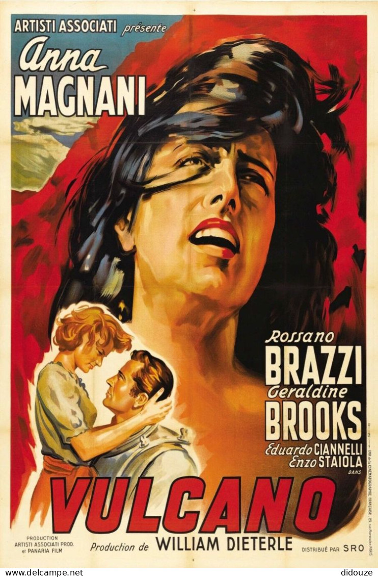 Cinema - Vulcano - Anna Magnani - Rossano Brazzi - Geraldine Brooks - Illustration Vintage - Affiche De Film - CPM - Car - Posters On Cards