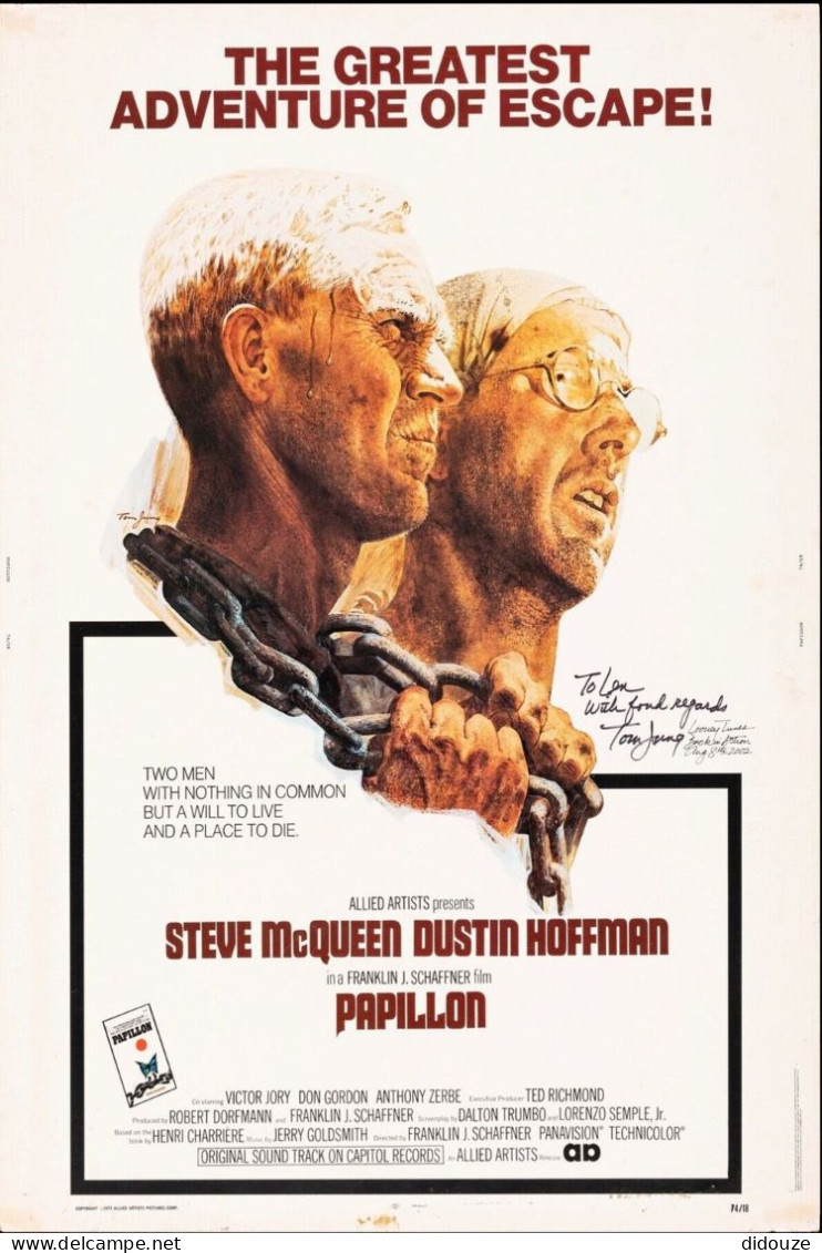 Cinema - Papillon - Steve McQueen - Dustin Hoffman - Illustration Vintage - Affiche De Film - CPM - Carte Neuve - Voir S - Plakate Auf Karten