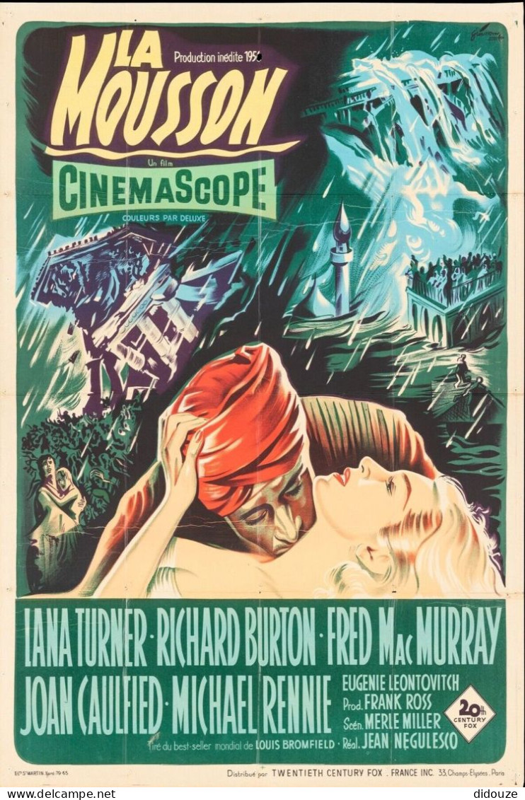 Cinema - La Mousson - Lana Turner - Richard Burton - Fred MacMurrey - Illustration Vintage - Affiche De Film - CPM - Car - Affiches Sur Carte
