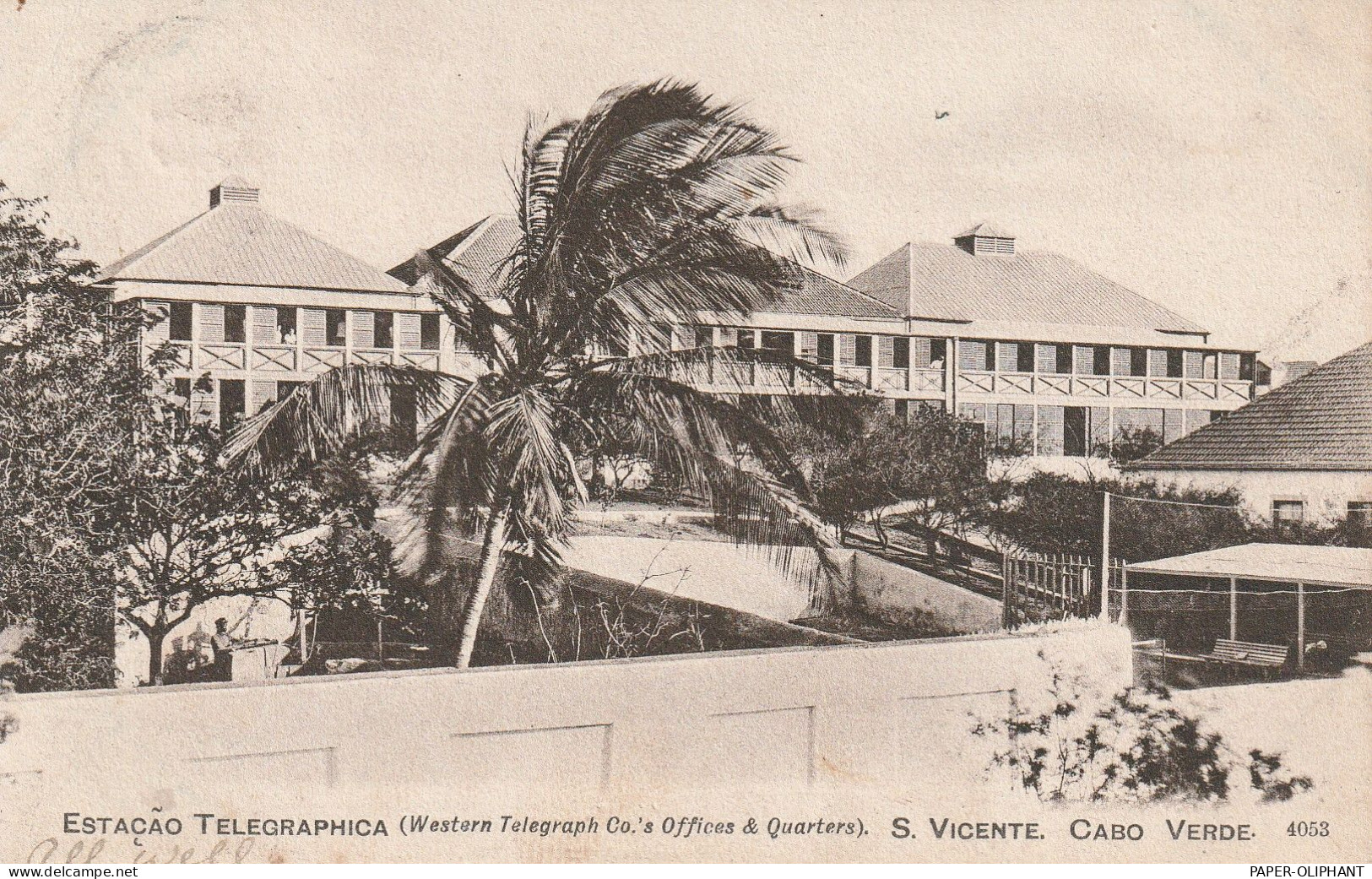 CAP VERDE / CABO VERDE - S. VICENTE, Estacao Telegraphica, 1905, Druckstelle - Capo Verde