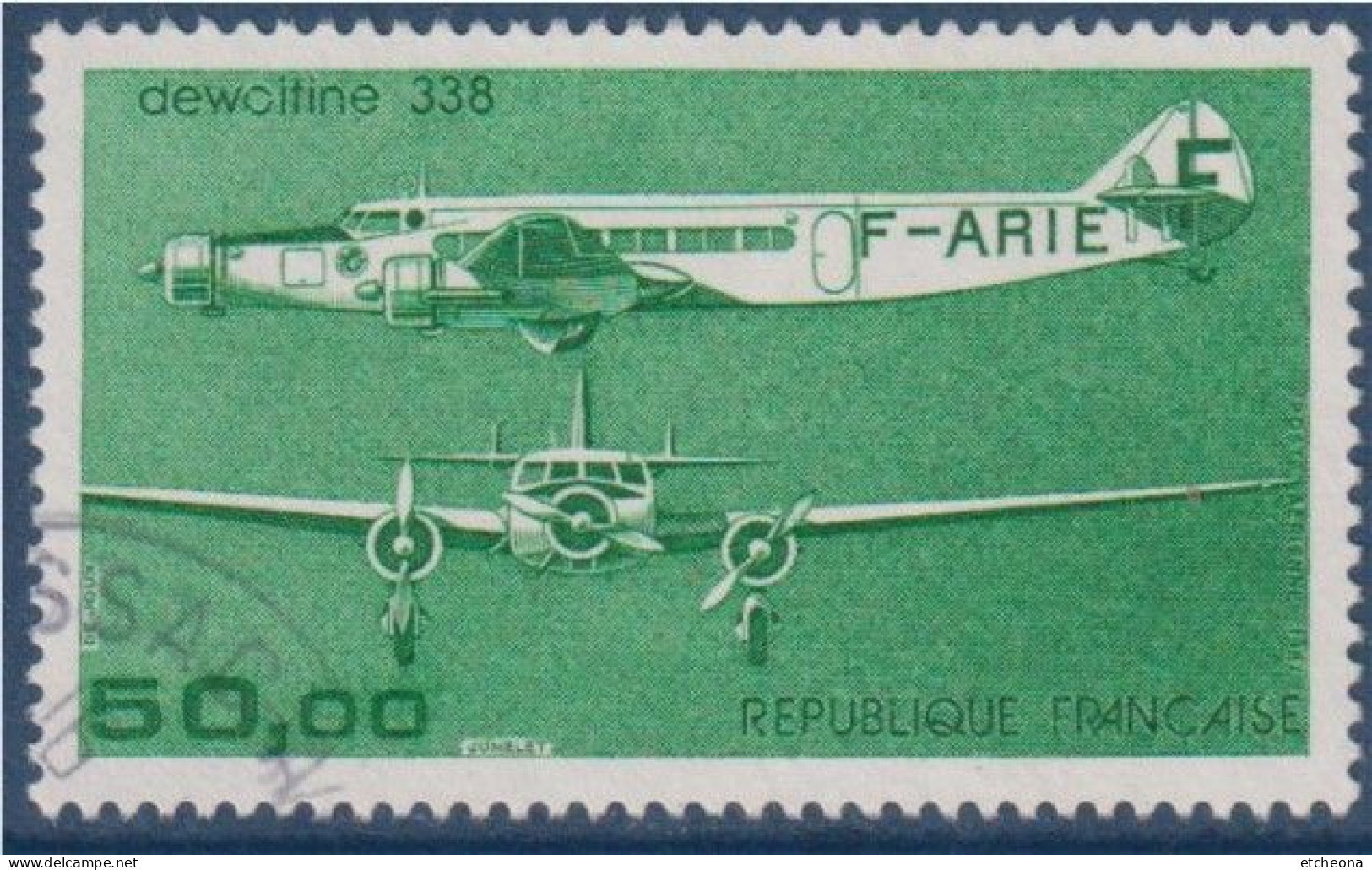 Poste Aérienne Trimoteur Dewoitine 338, 50.00F De Feuille  PA60 Oblitéré - 1960-.... Usati