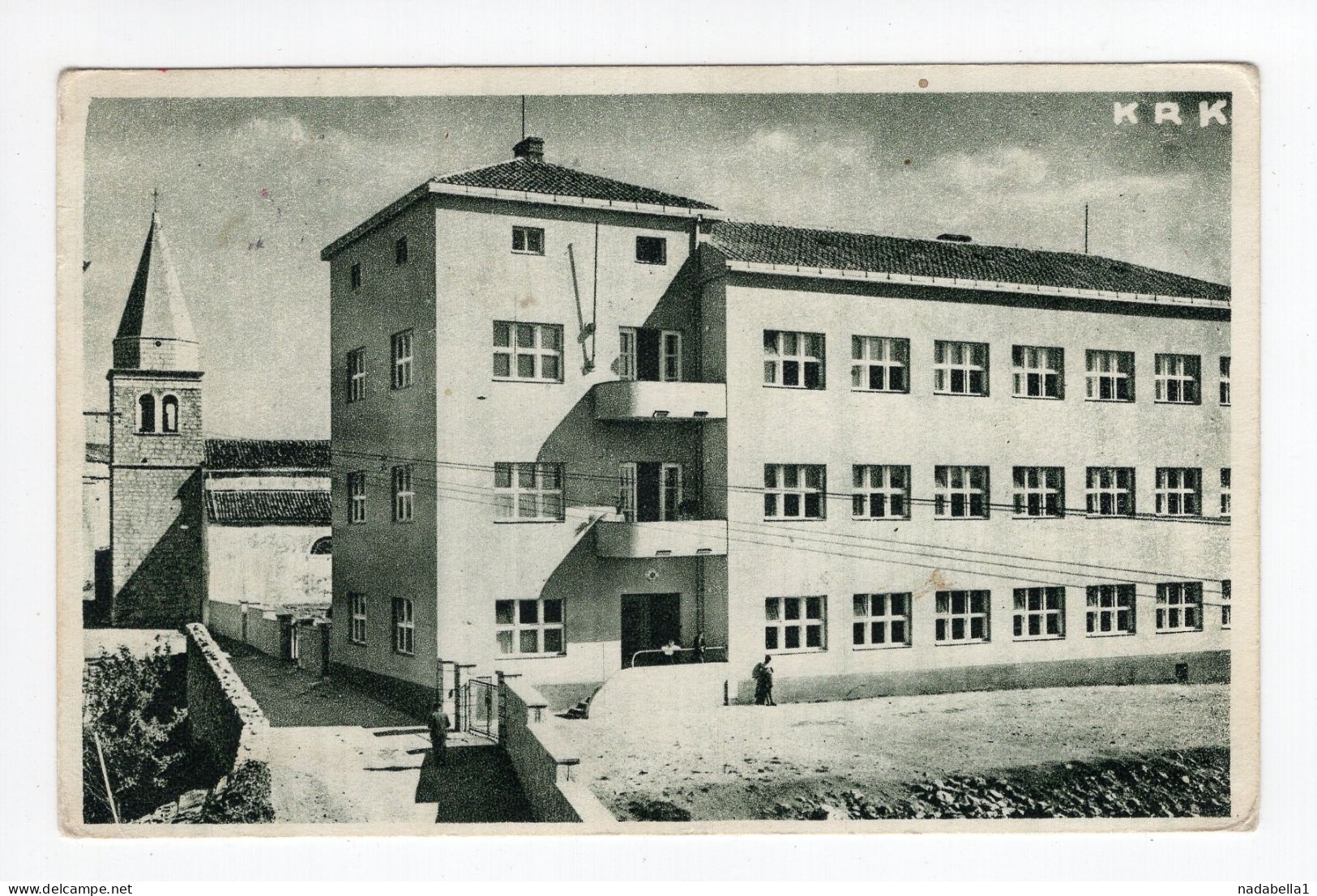 1949. YUGOSLAVIA,CROATIA,KRK ISLAND,GYMNASIUM,POSTCARD,USED - Yougoslavie