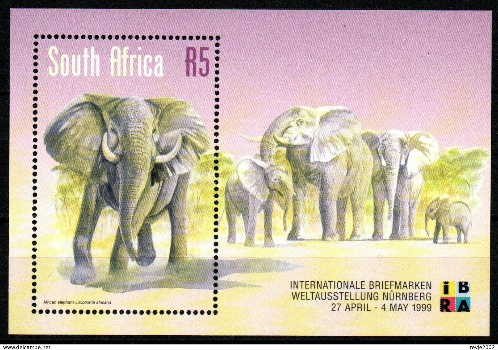 Südafrika 1999 - Mi.Nr. Block 75 - Postfrisch MNH - Tiere Animals Elefanten Elephants - Elefanten