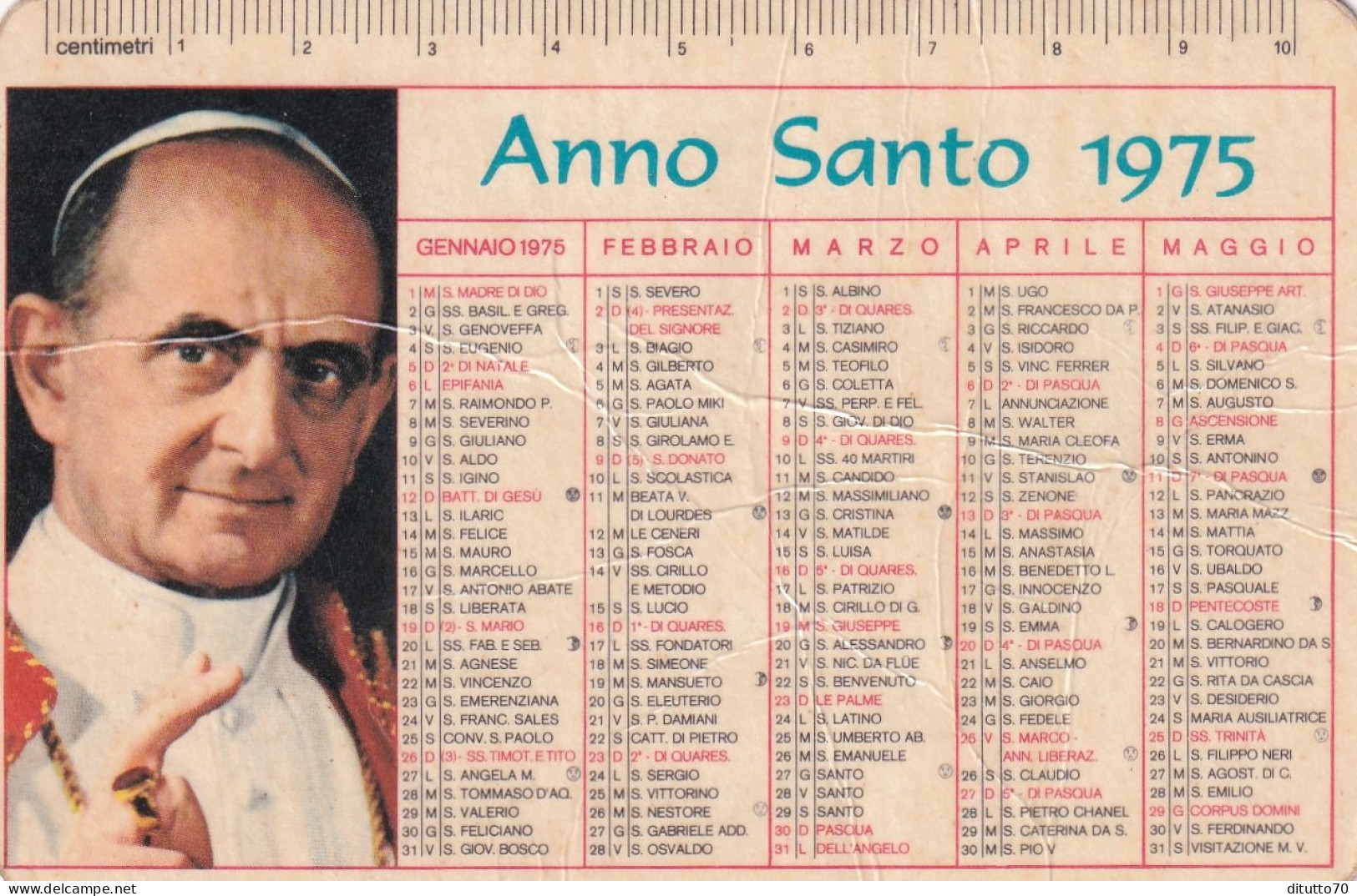 Calendarietto - Anno Santo - Studentato Missioni - Bologna - Anno 1975 - Kleinformat : 1971-80