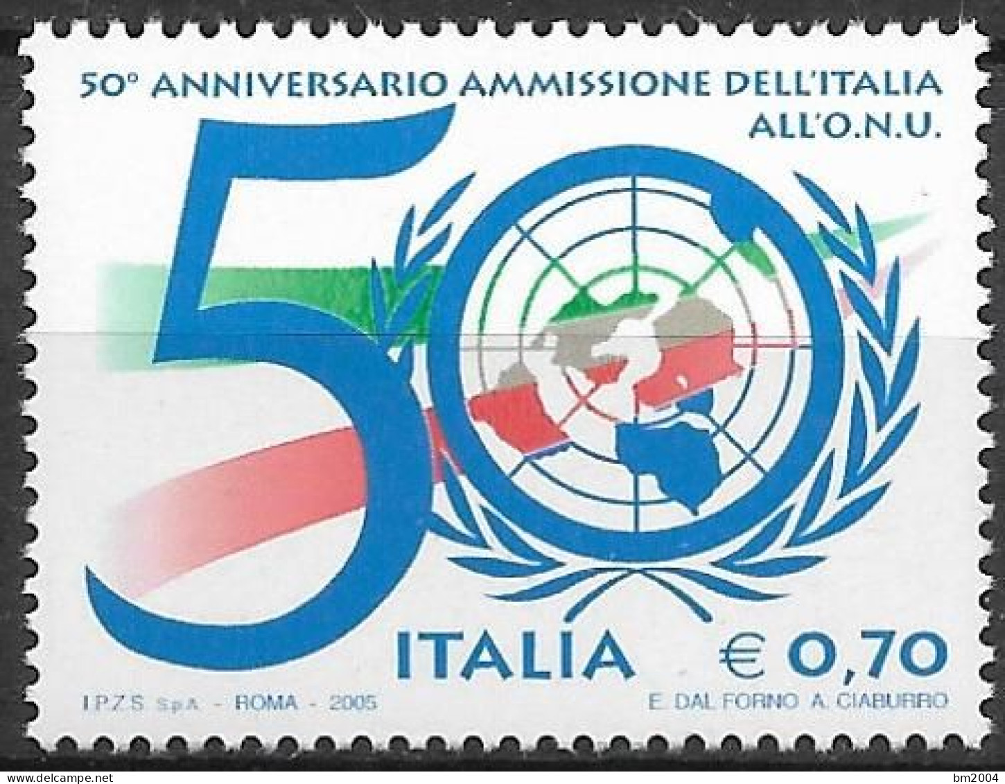 2005  Italien  Mi. 3068**MNH   50. Jahrestag Der Aufnahme Italiens In Die Vereinten Nationen (UNO). - 2001-10:  Nuevos