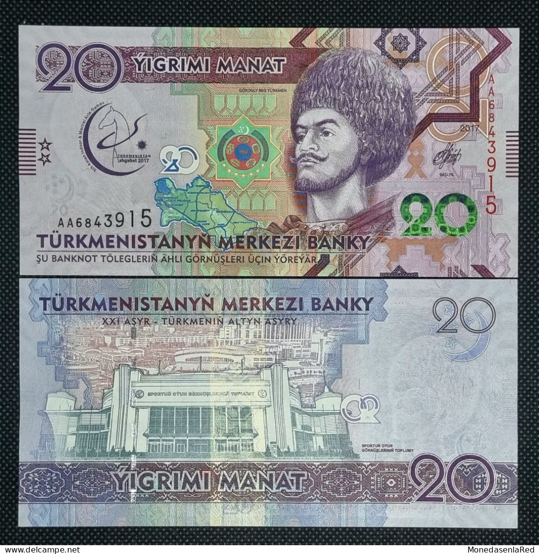 TURKMENISTAN 20 MANAT 2017 SC / UNC. P-39a - Turkmenistan