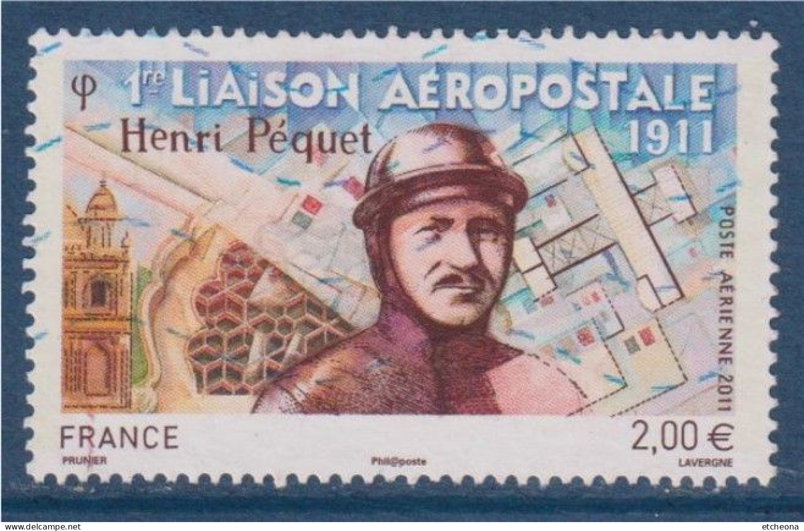 Centenaire De La 1ère Liaison Postale Par L'aviateur Henri Péquet En 1911 N°PA74 Oblitéré - 1960-.... Gebraucht