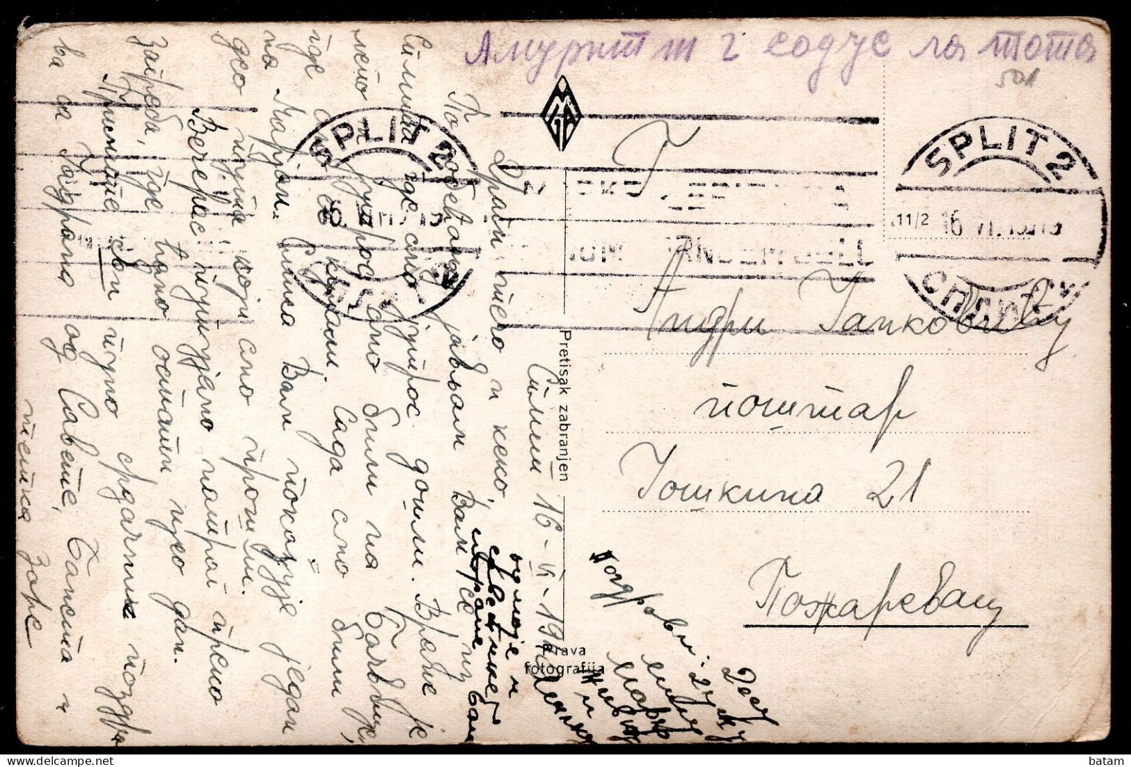 501 - Croatia - Split 1940 - Postcard - Croacia