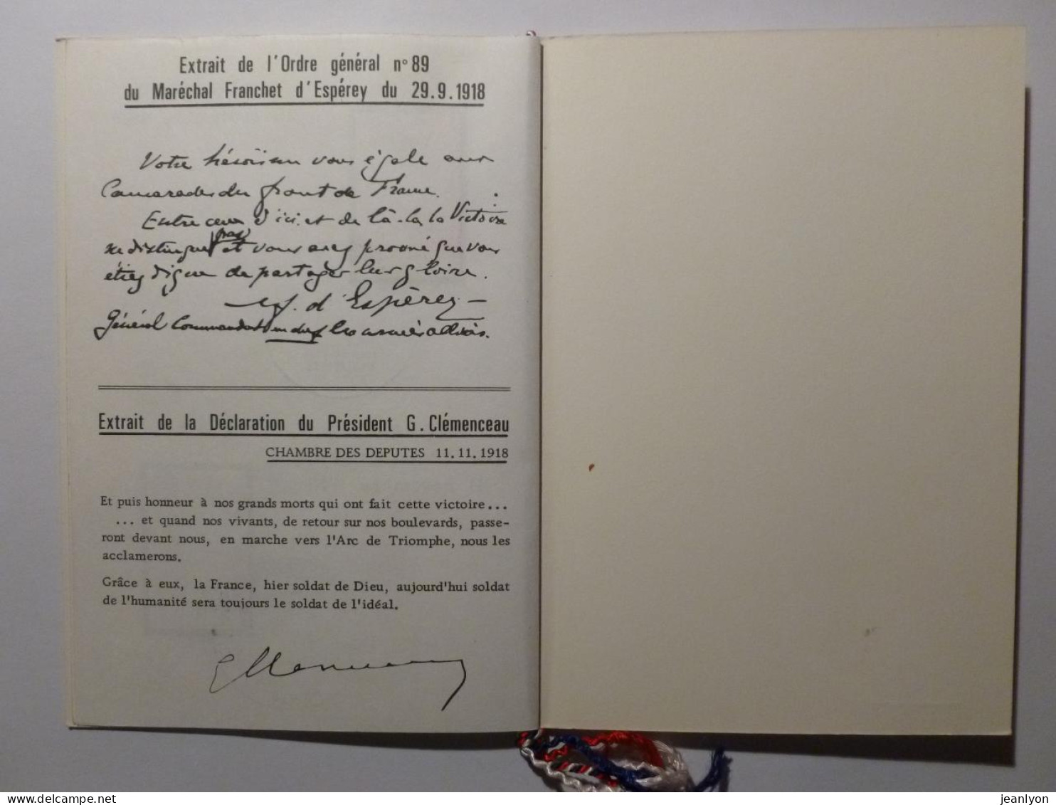 GUERRE 1914-1918 - SALONIQUE - ARMISTICE - Document Philatélique 50e Anniversaire Ministère Anciens Combattants - Militaria