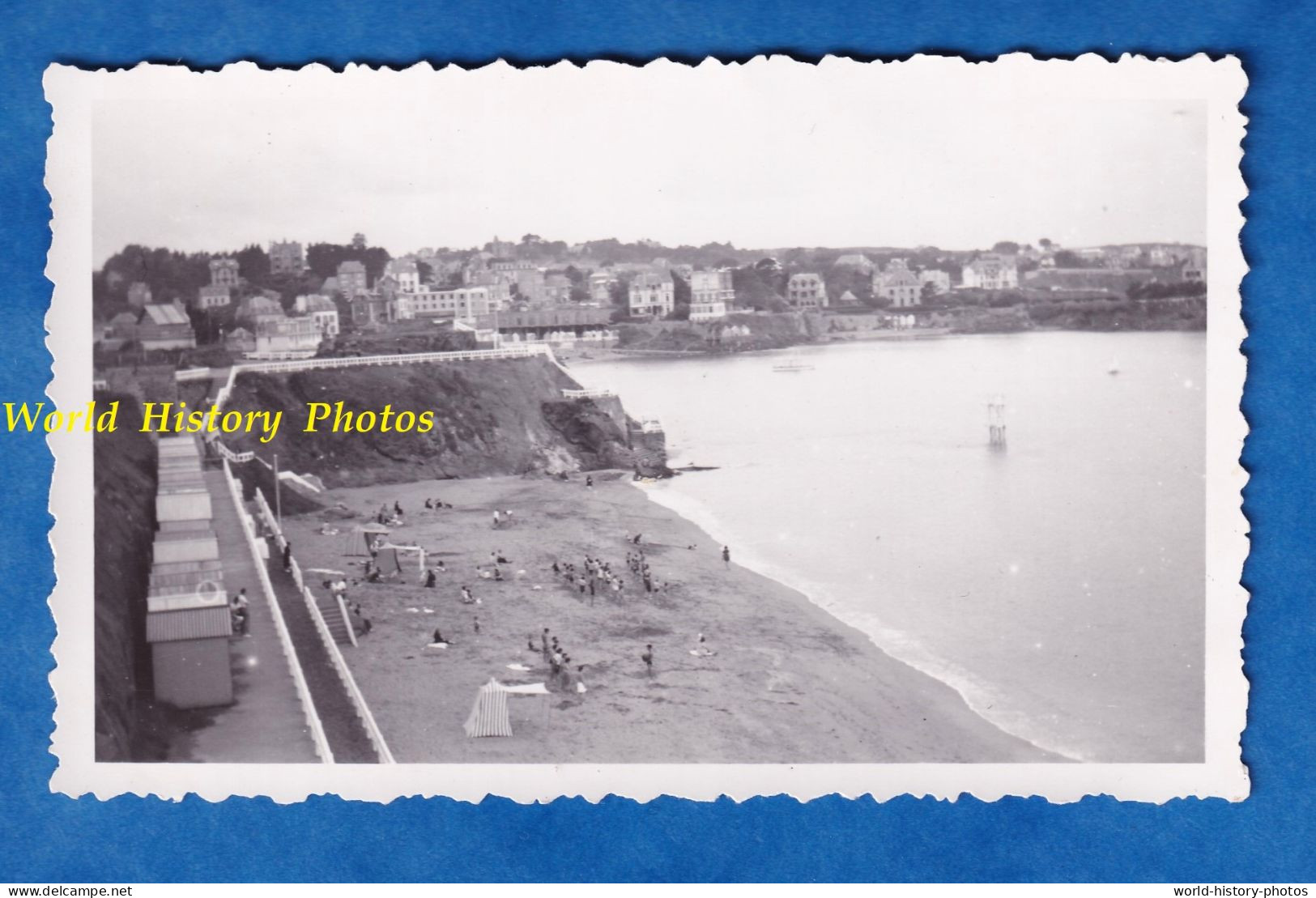 Photo Ancienne Snapshot - SAINT QUAY - La Plage Du Chatelet - 1939 - Marée Haute - Bretagne Portrieux - Barcos