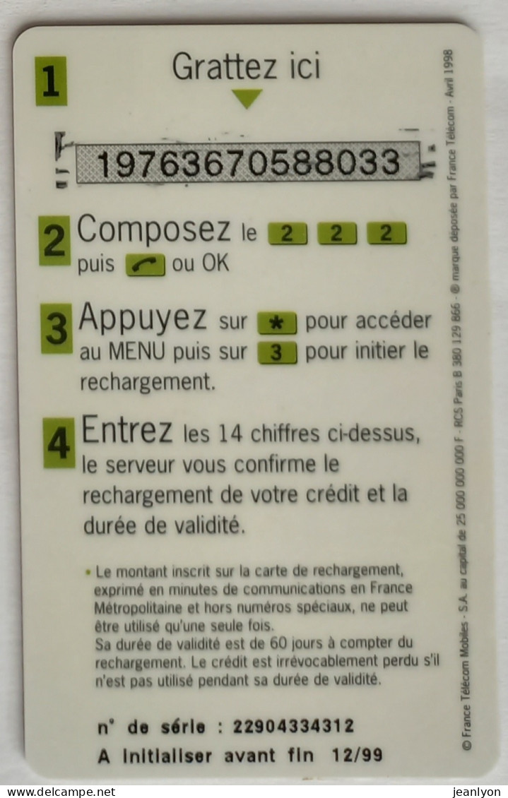 MOBICARTE 30 MINUTES - Bordure Rose / Cadre Au Verso - Carte Téléphone Utilisée - Validité 12/99 - Mobicartes (recharges)