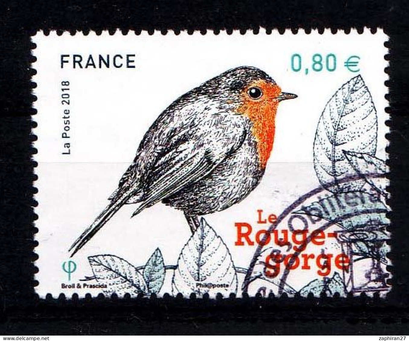 2018 N 5239 ROUGE-GORGE OBLITERE CACHET ROND #234# - Gebruikt