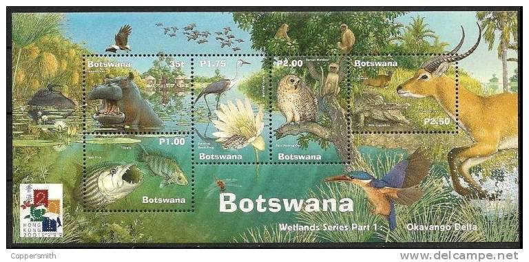 (188) Botswana  2001 / Okavango Sheet / Bf / Bloc Hong Kong Overprint   ** / Mnh  Michel BL 33 I - Botswana (1966-...)