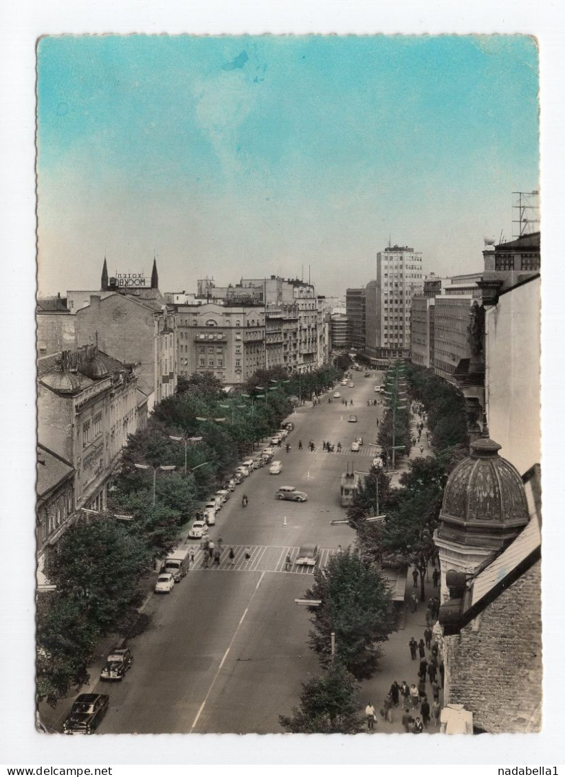 1960? YUGOSLAVIA,SERBIA,BELGRADE,TERAZIJE,VINTAGE CARS,FIAT,POSTCARD,USED - Jugoslavia