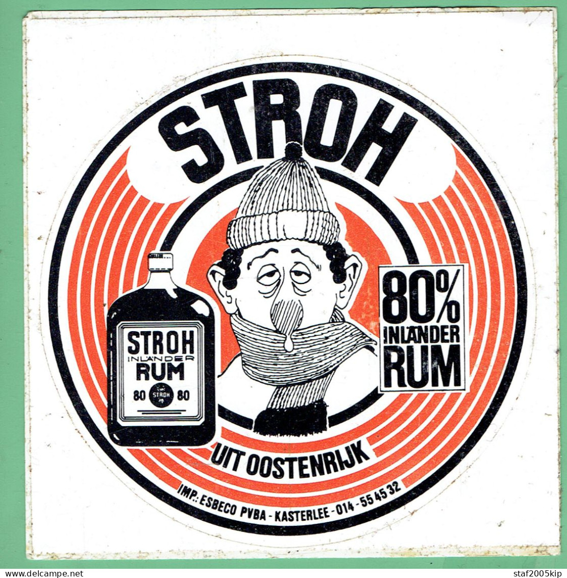 Sticker - STROH 80% - Inlander RUM Uit Oostenrijk - IMPORT:ESBECO PVBA Kasterlee - Autocollants